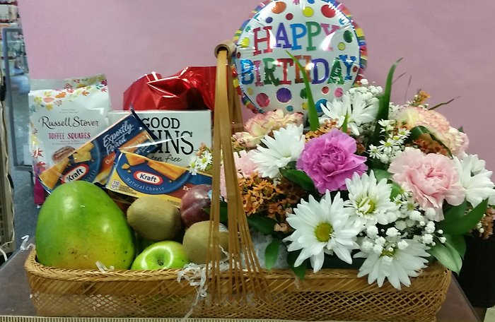 Gourmet Basket & Flowers